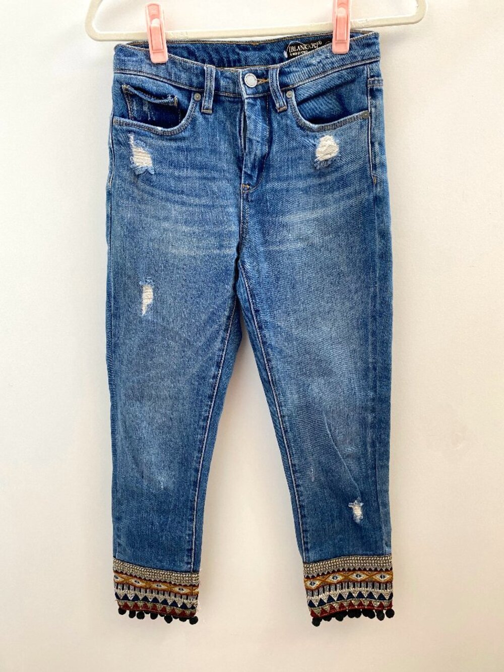 Blank NYC Medium Wash Distressed Ankle Detail Jeans Size 25